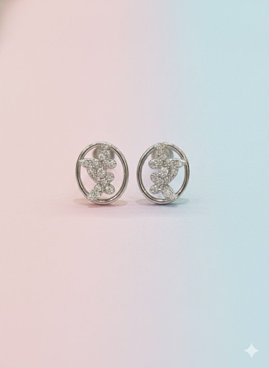 92.5 Silver Oval Shape Double Butterfly Studs✨🦋